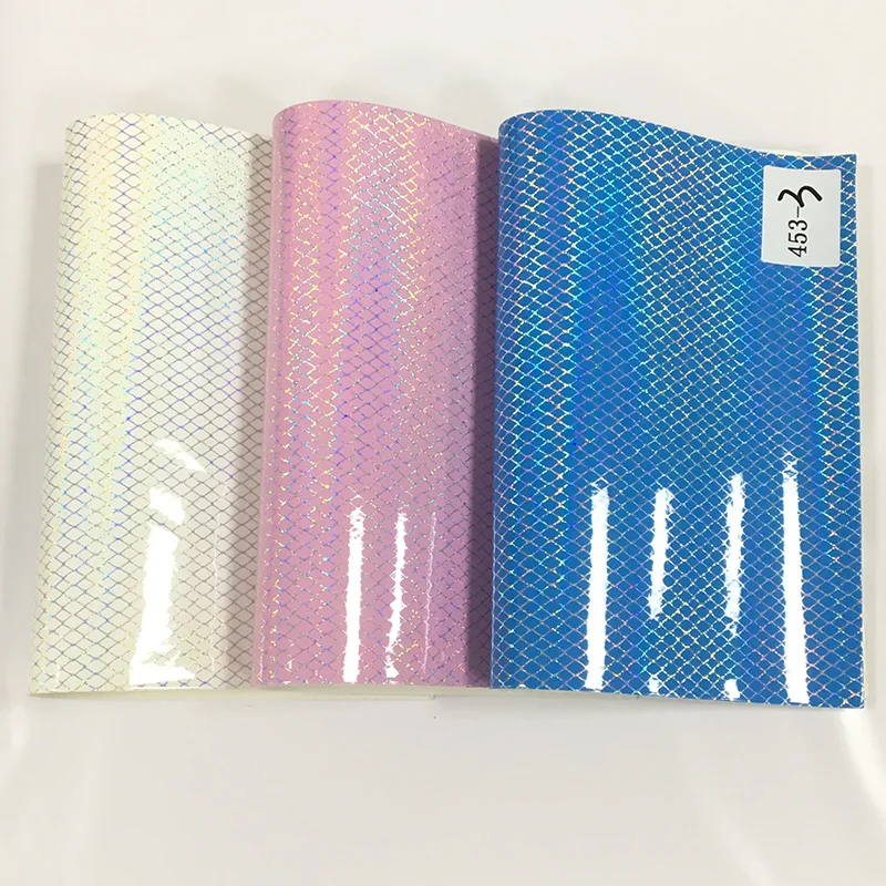

XHT Diamond Pattern PU Holographic Fabric Leather with Metallic Mirror Laser Effect For Making Shoe/Bag/Belt/Handbag