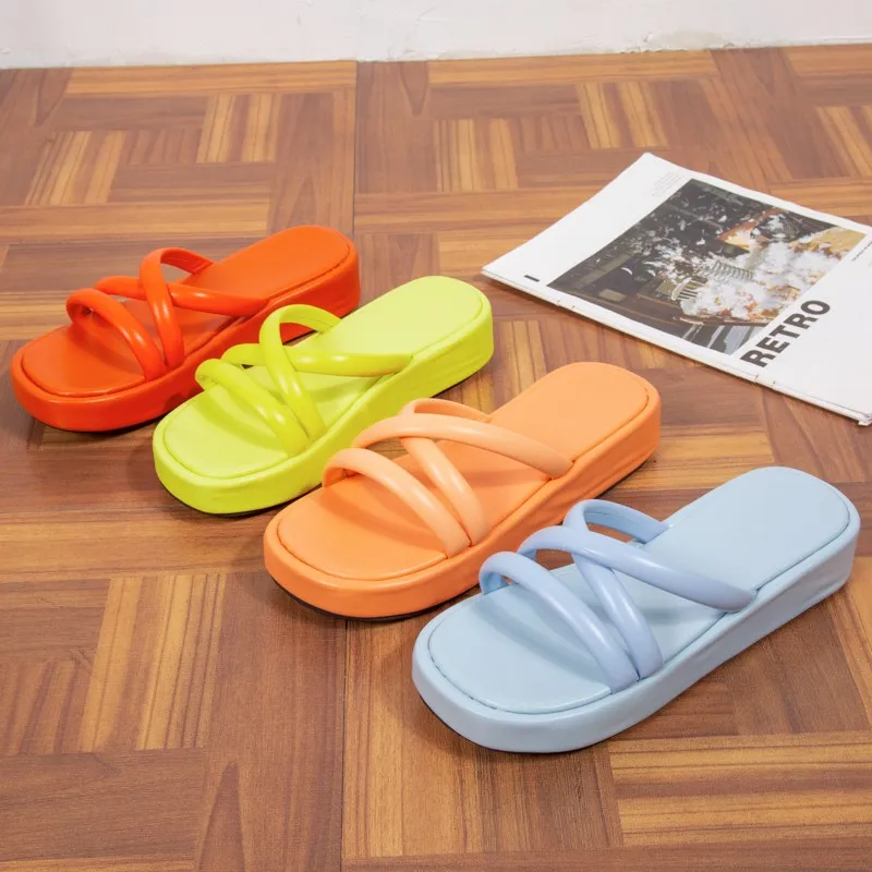 Sandals Women Platform Sandals High Heels Summer Shoes Beach Flip Flops Slides Zapatos De Mujer Indoor Designer Mules