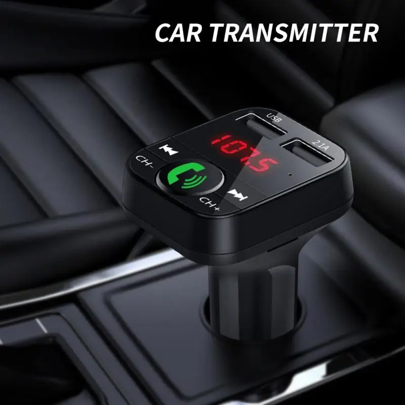 

Car Hands-free Bluetooth-compaitable 5.0 FM Transmitter Car Kit MP3 Modulator Player Handsfree Receiver Dual USB Phone Charger