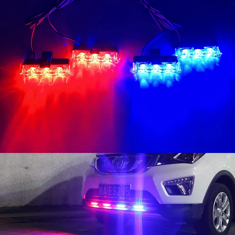 3LED Автомобильная решетка Стробоскоп Светодиодная мини-решетка желтая вспышка Дневные ходовые огни Полицейская аварийная сигнальная лампа (art.: 3920cb22bd73d) - 3920cb22bd73d