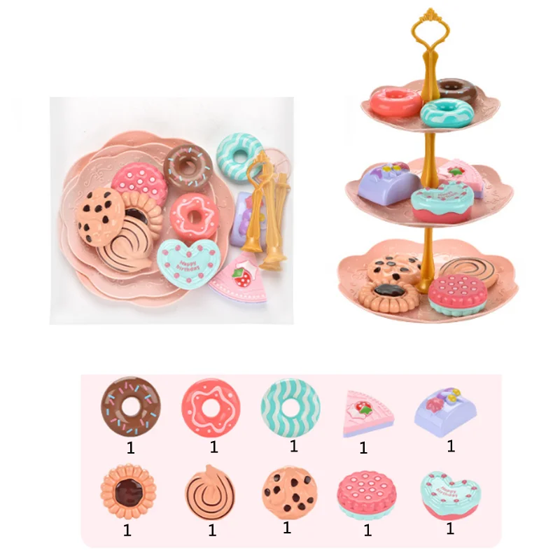 

Kids Play Baking Party Dessert Cookies Donuts Multilayer Dinner Plate Set Toys