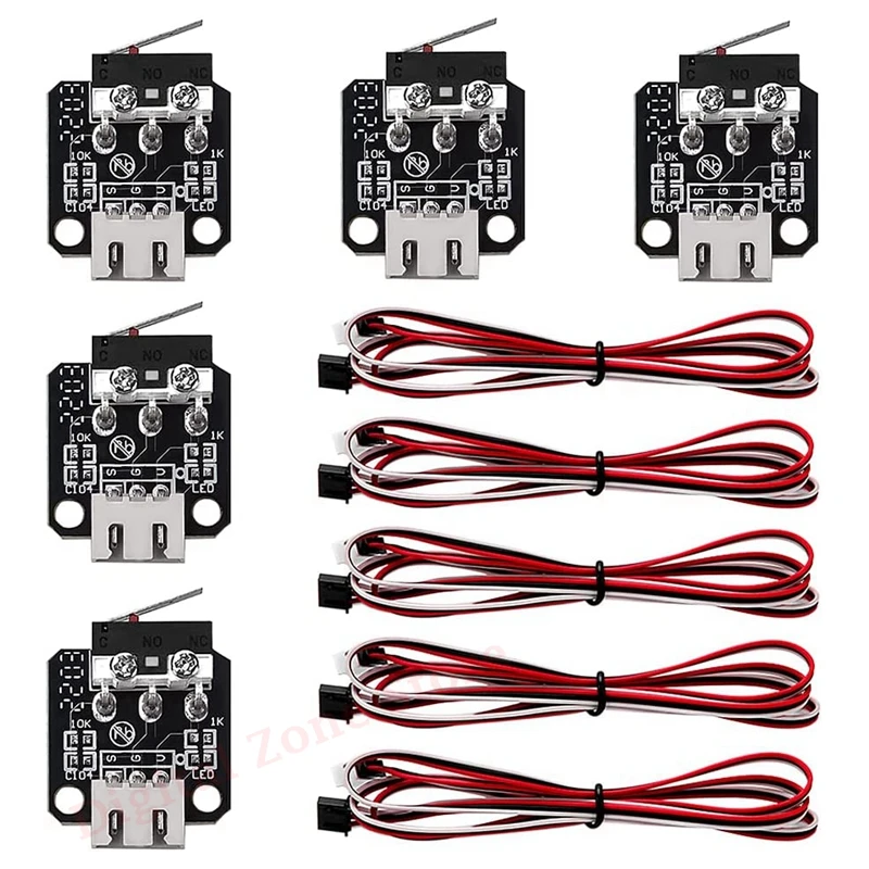 3D Printer Limited Switch, 5PCS End Stops Mechanical Switch Module with 3 Pins 1M Cable for Ramps RepRa Tevo Tornado CR10 Ender3