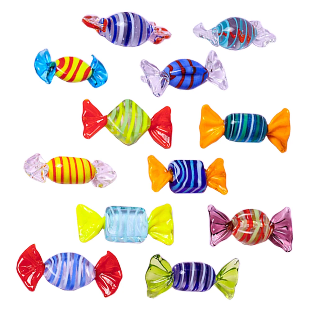 

12Pcs Home Office Decors Glass Candy Ornaments Chic Candy Decors for Office Decor