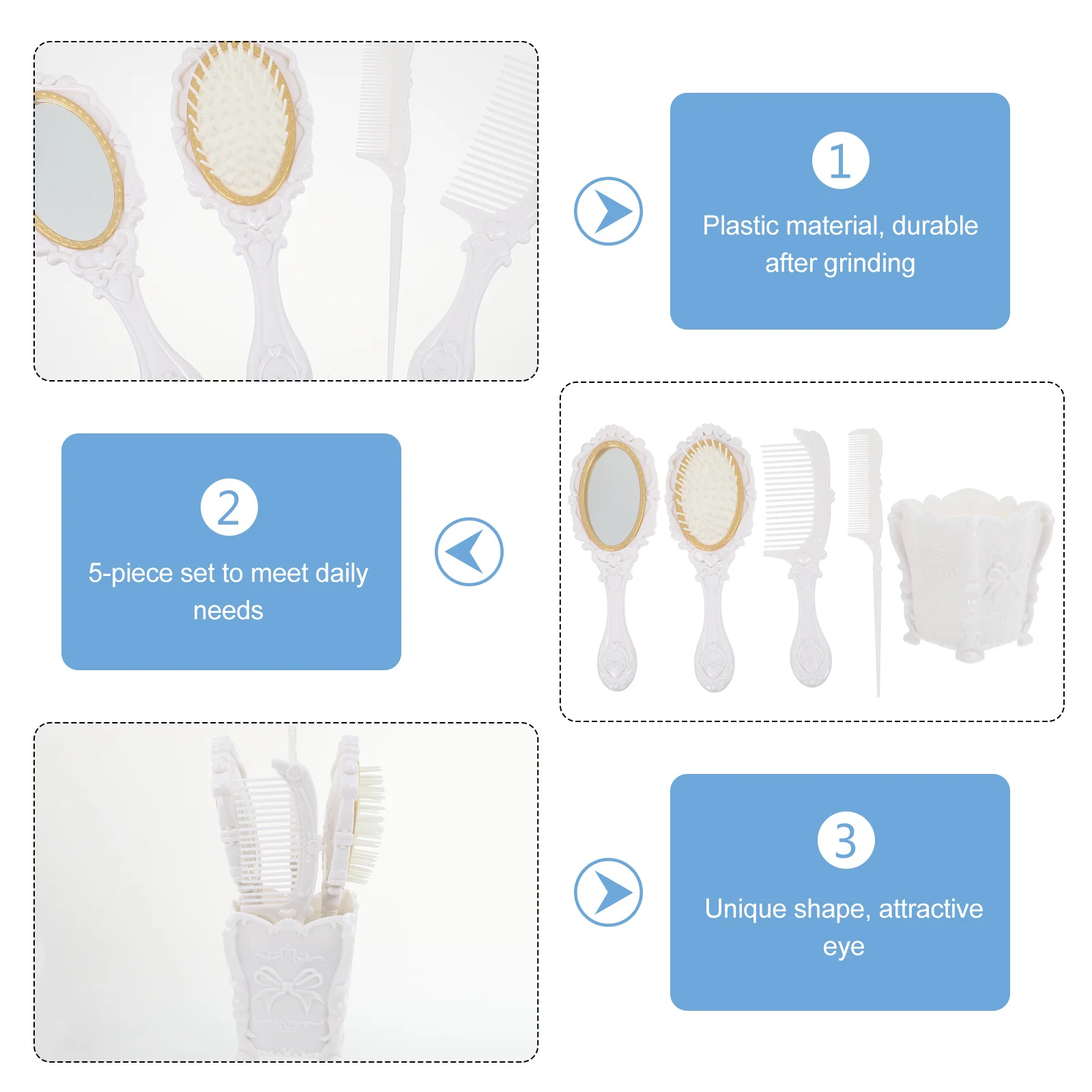 5 шт. набор расчесок для косметического зеркала держатель распутывания волос