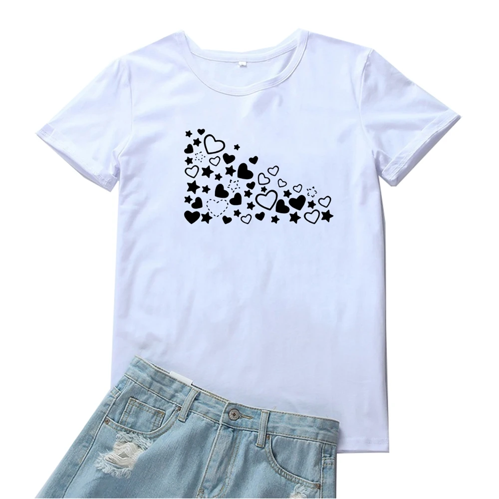 

Little Stars and Hearts Tee Shirt Red Women Tshirts Grunge