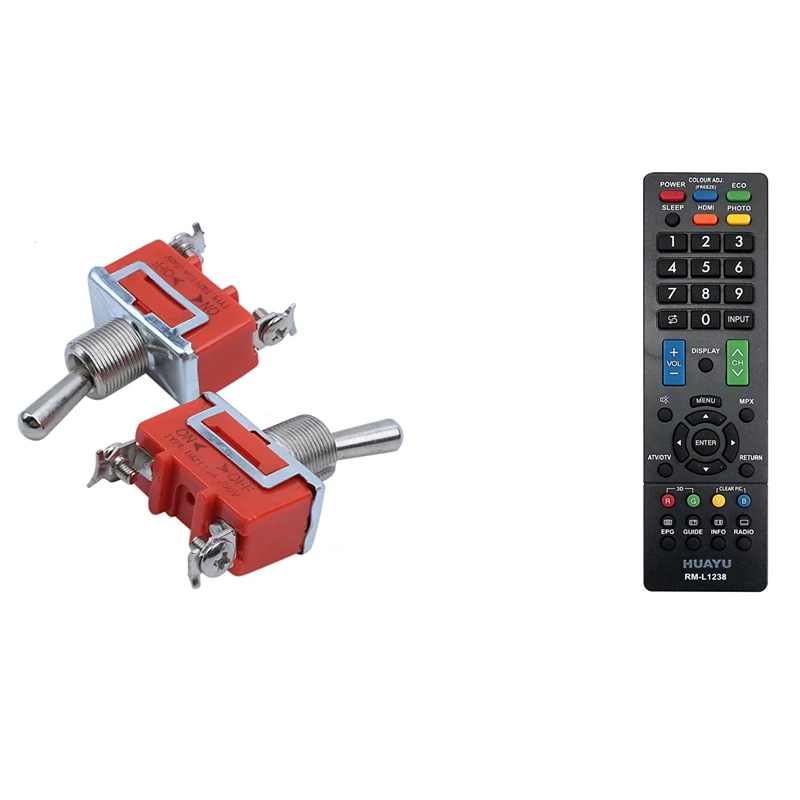 

AC 250V 15A SPST 2 Position On/OFF Toggle Switch 2 Pcs With Remote Control For LCD LED TV HD Plasma RM-L1238 For SHAP
