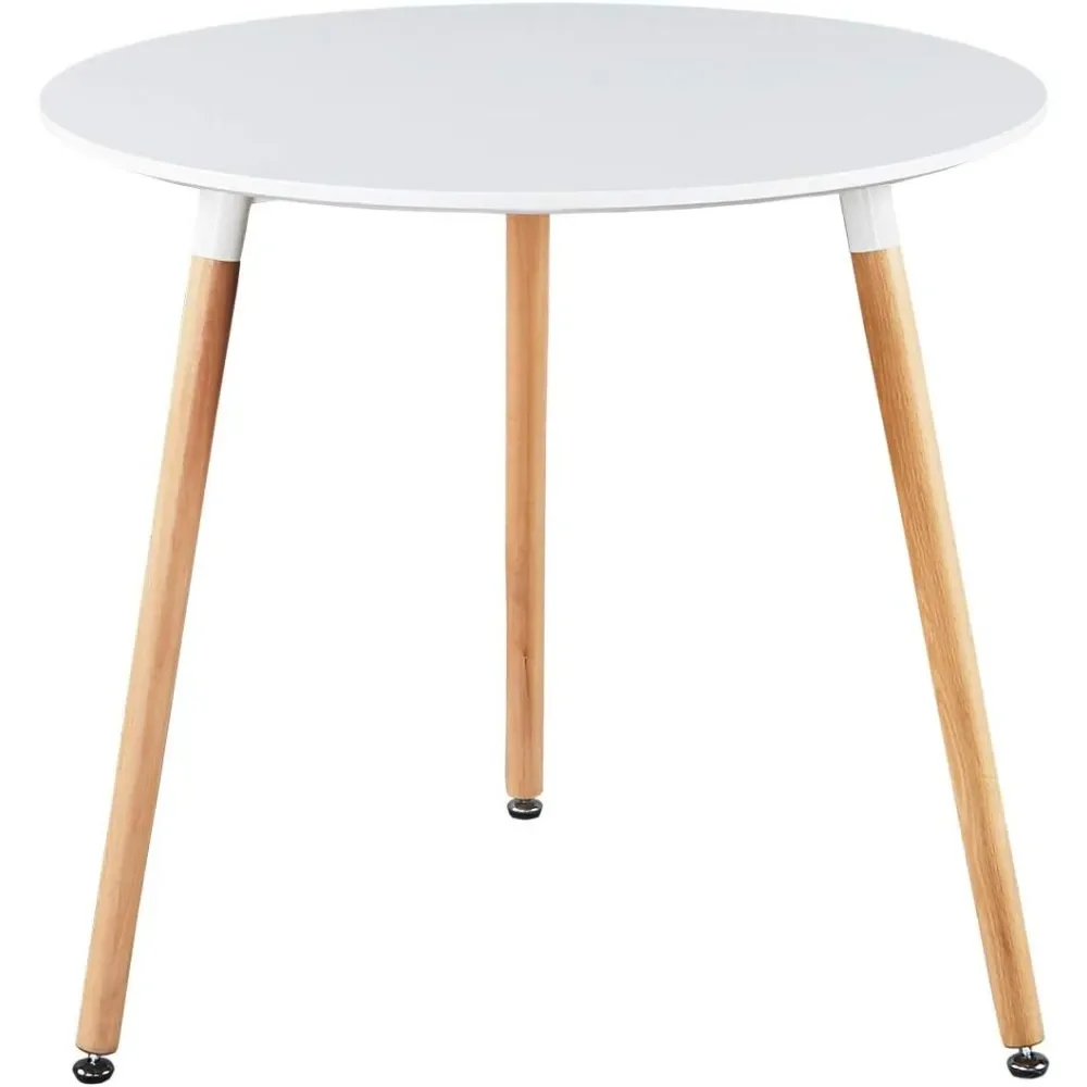 

Обеденный стол GreenForest, белый современный круглый стол с деревянными ножками для кухни, гостиной, повседневный журнальный столик