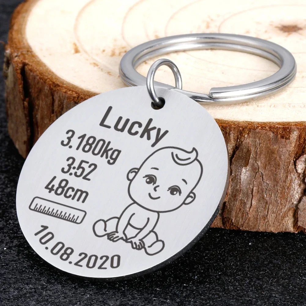Прекрасный милый персонализированный брелок для новорожденных из нержавеющей
