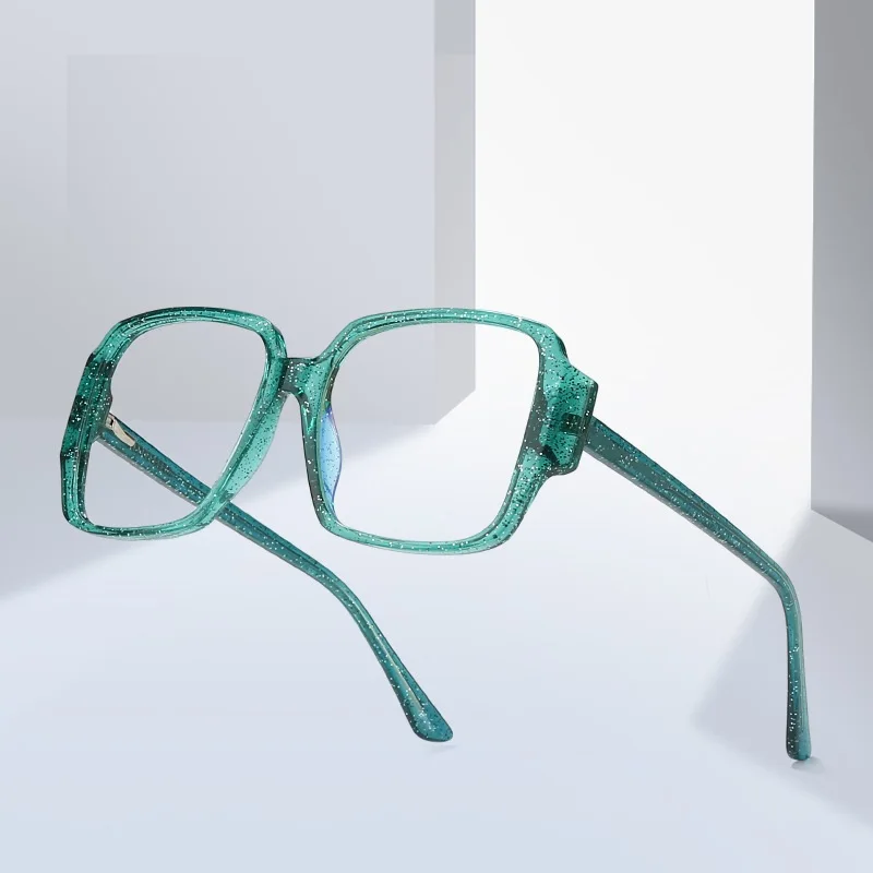 

Anti-blue light glasses street shot frame glasses European and American flat mirror square TR flash powder optical frame