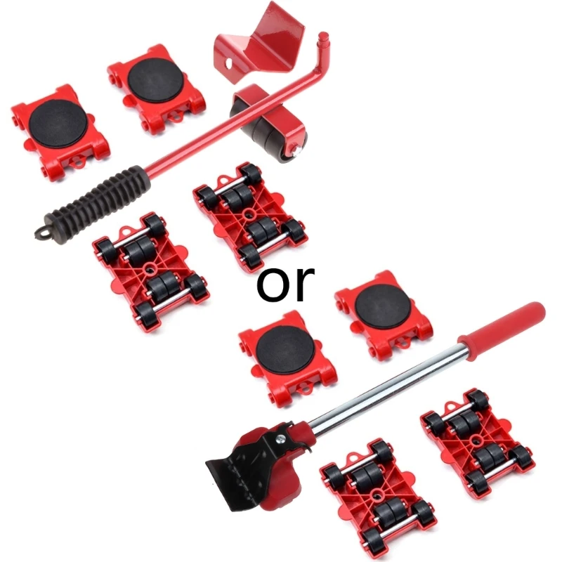 

Furniture Mover Tool Transport Lifter Heavy Stuffs Moving 4 Wheeled Roller with 1 Wheel Bar Set Professional Device
