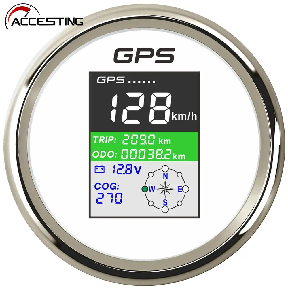 

HD New 85mm GPS Speedometer TFT Screen Digital Speed Gauge MPH Knots Km/h Adjusted GPS Antenna for Boat Car Motorcycle Odometer