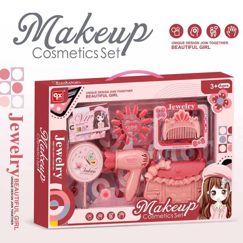 

Girl Grooming Accessories Nail Suit Handbag Fun Toys Children's Gifts Make-up toy gift box, pink Girl's birthday holiday gift