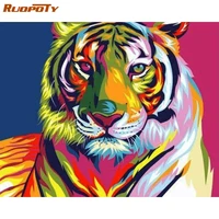 ruopoty full square round drill diamond painting tiger rhinestone picture mosaic animal embroidery art decor home