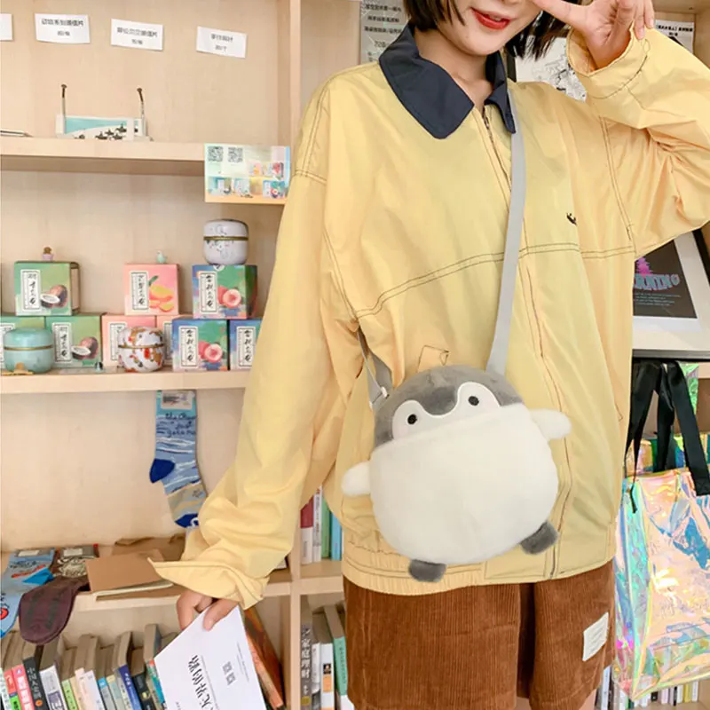 penguin messenger bag women cute Crossbody shoulder bag cartoon ins doll toy plush bag Soft Coin Purse Gift For Little Girl