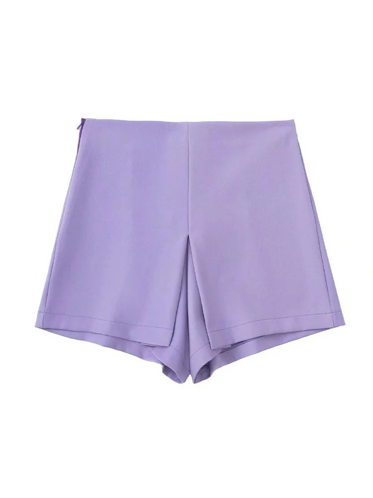 

PB&ZA3494136 Women 2022 New Chic Fashion pleated decoration skirt shorts Vintage side Zipper Female culottes Mujer 3494/136