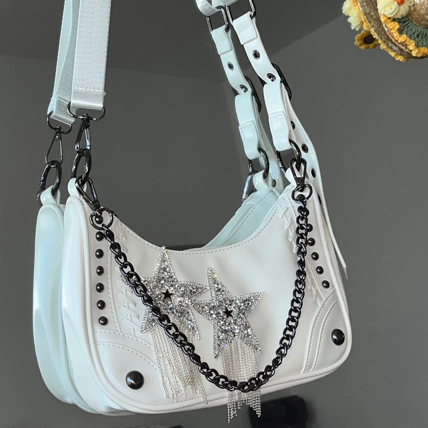

Y2k Cool Girls Star Shoulder Bag Luxury Design Women's Handbags Fashion Female Chain Crossbody Bags Pu Leather Underarm Bag