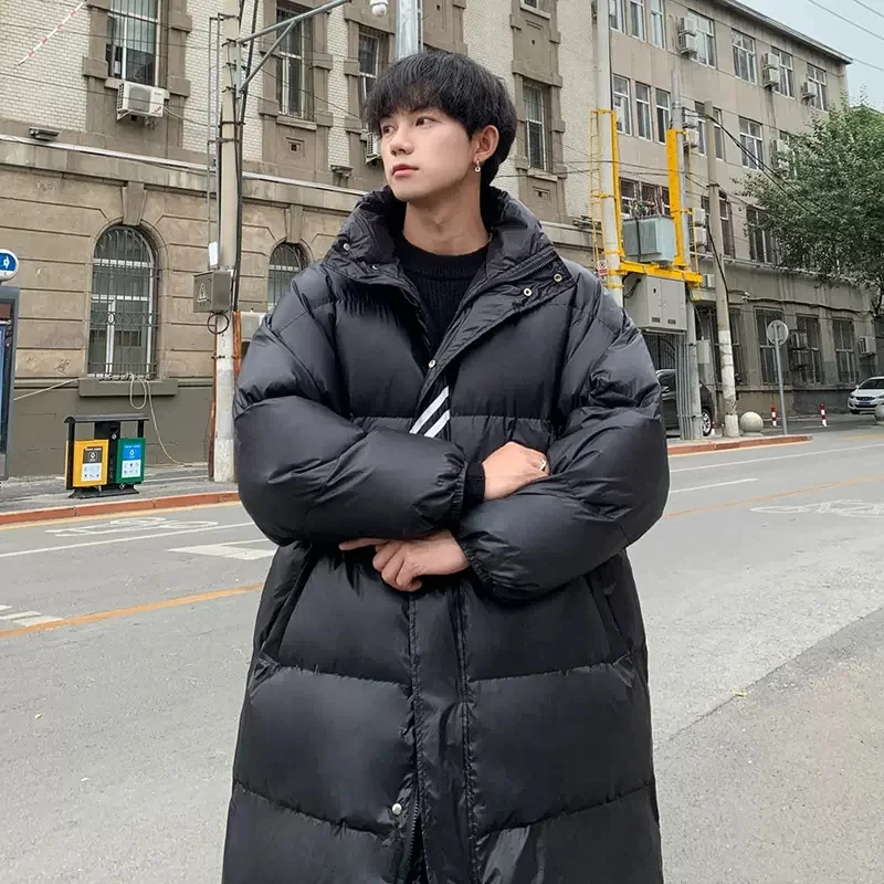 Medium Length Stand Collar Cotton Padded Jacket For Men In Winter, Thickened Casual Coat, Fashion Brand, European And American S