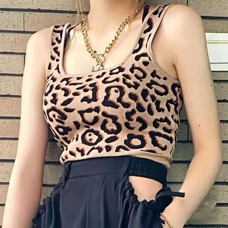 

6 Colors Sexy Women Summer Casual Vest Leopard Tops Vest Sleeveless Strap Leopard Print Camis Camisoles U-neck Clubwear Tank