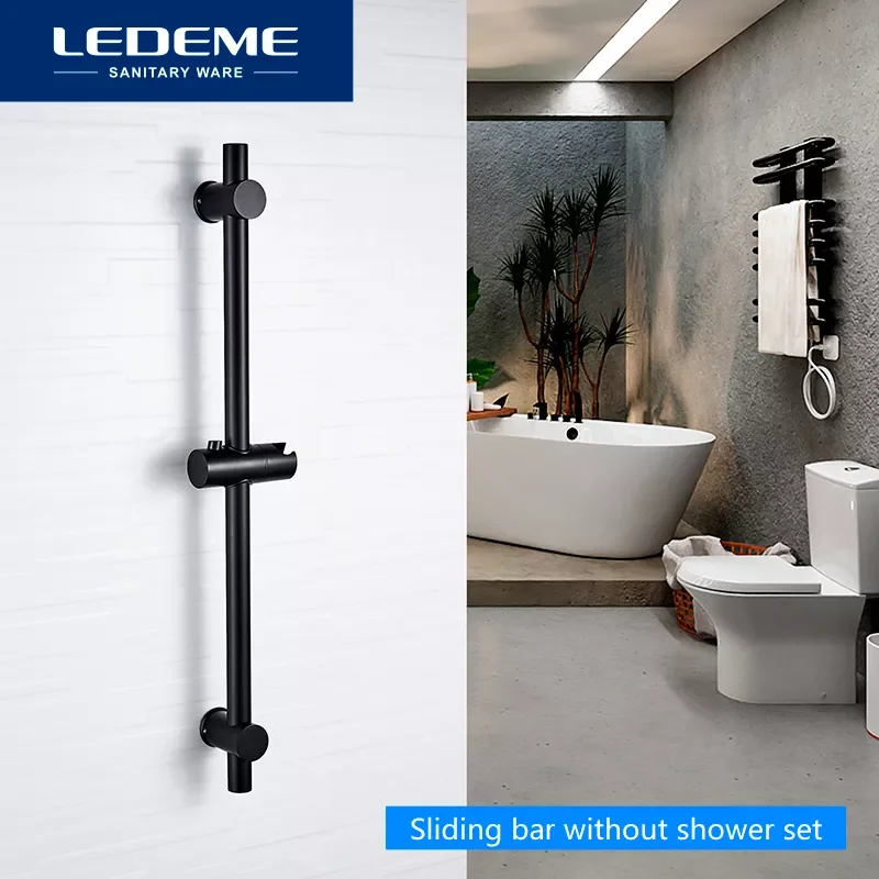 

Shower Sliding Bar Wall Mounted Shower Bar Adjustable Sliding Rail Set Matte Black Stainless Steel Rod L78001B-3