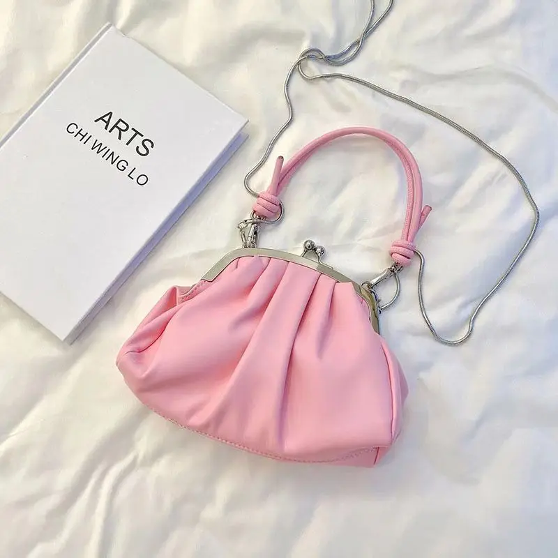 Ladies Hand Bags 2023 Luxury Women Bag Niche Design PU Leather Fashion Pearlescent Solid Color Sweet Mini Shoulder Bag