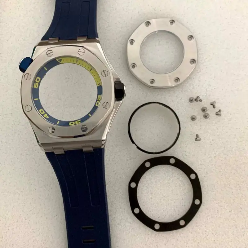 Mod Seiko 42mm Watch Case Fits NH35 NH36 7S26 4R35 Movement Transparent Back Cover Sapphire Crystal Glass Men's Dive Watch Cases