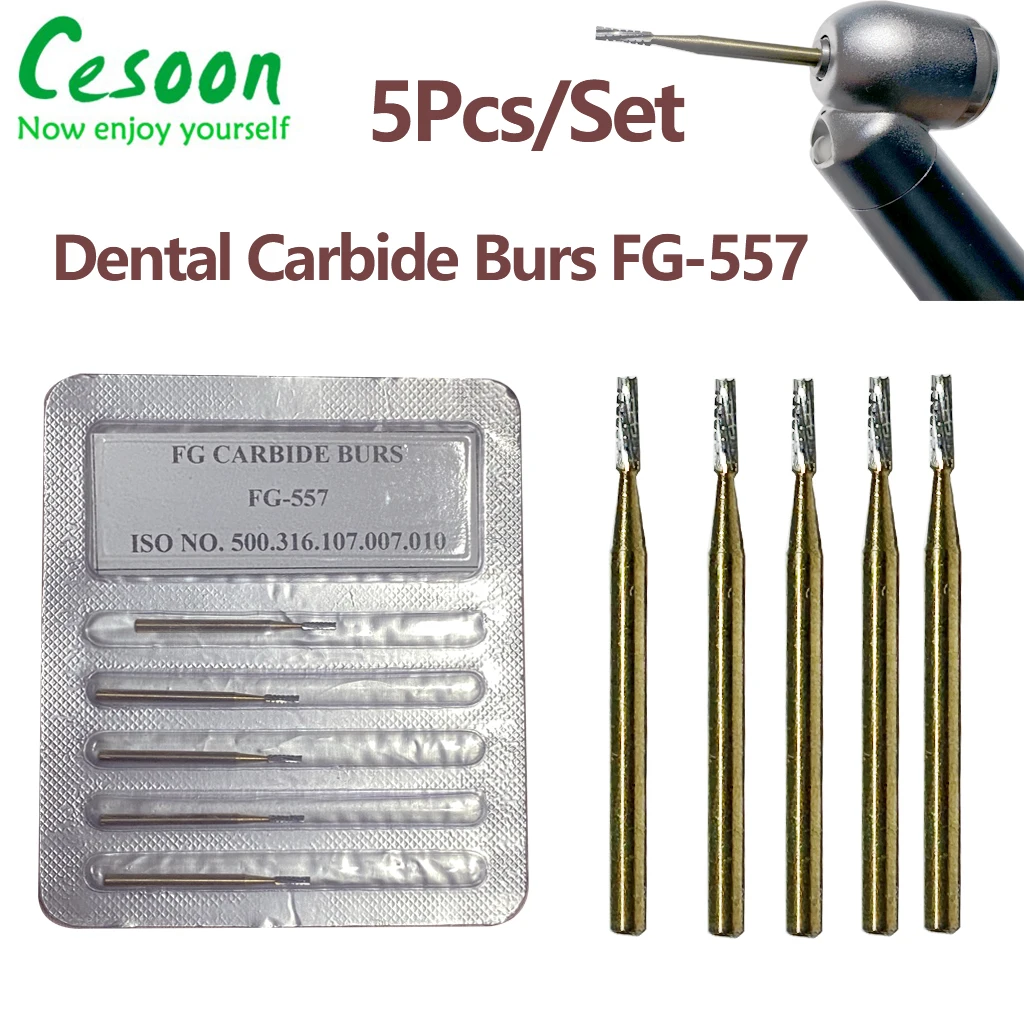 

5Pcs/Set Dental Tungsten Steel Bur FG 557 Dentistry Surgical Tools 25mm High Speed Handpiece Polish Bur Carbide