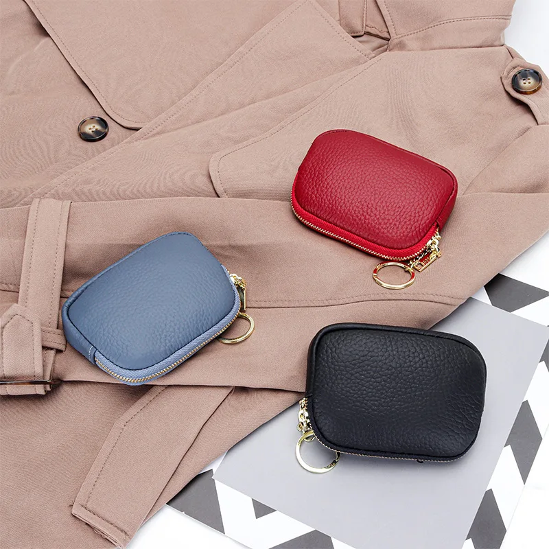 Women Clutch Coin Purse Simple Genuine Leather Short Wallet Card Holder Organizer storage Bags Mini Zipper Cute Coins Money Bag