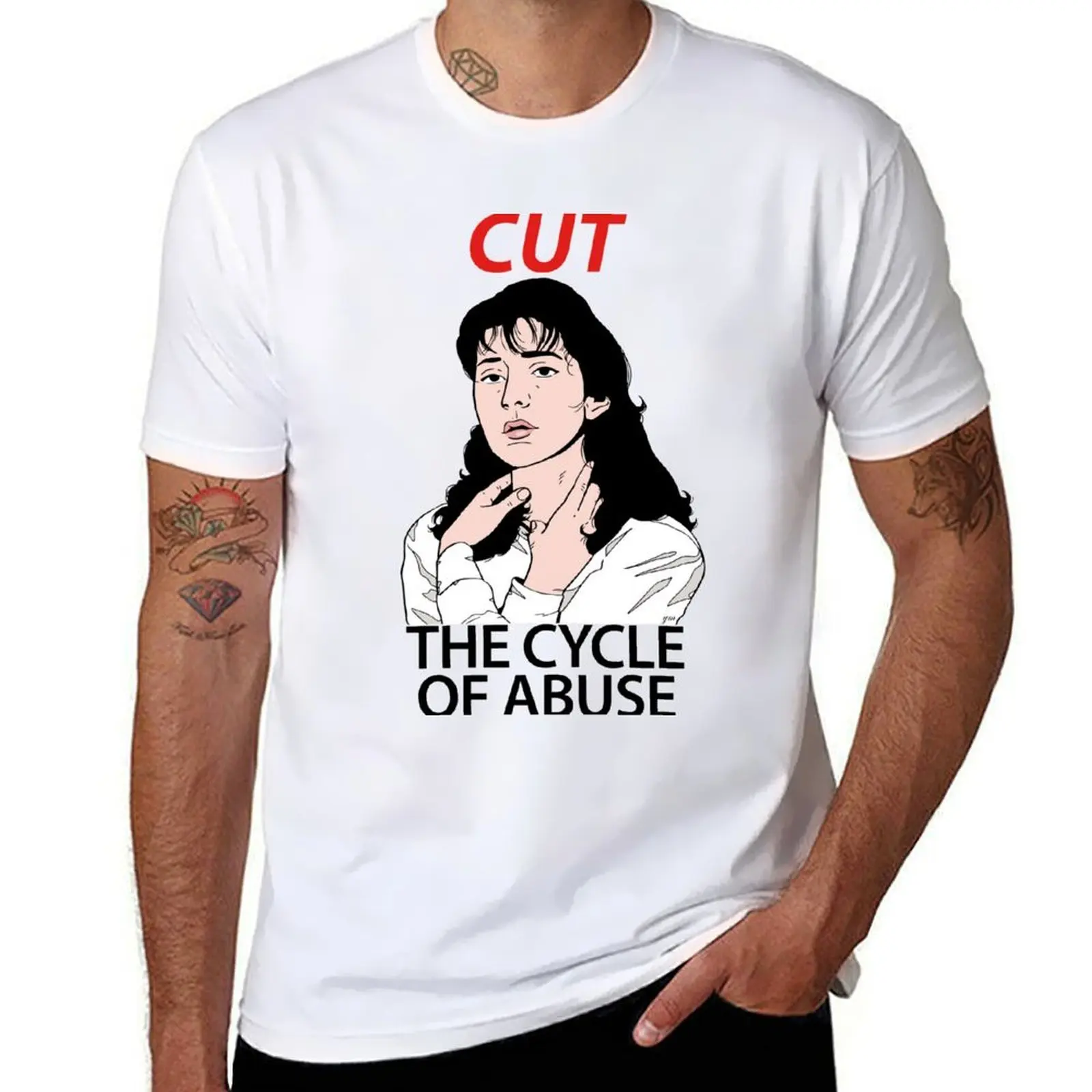 Фото Футболка Lorena (Cut the Cycle of Abuse) мужская, хлопковая, с графическим принтом, забавная футболка для мужчин №1