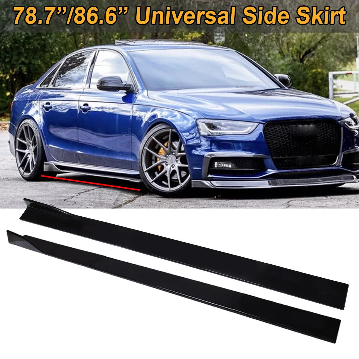

Боковые юбки 78,7 дюйма 86,6 дюйма, разветвители, комплект кузова крыльев Winglet для Audi A3 S3 A4 S4 A5 S5 RS5 A7 A8, автомобильные аксессуары
