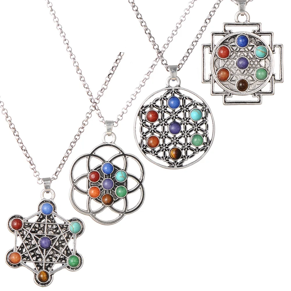 

Tree of Life Colorful Mini Stone Necklace 7 Chakra Natural Crystal Amethyst Energy Mineral Gem Health Pendant Women Yoga Jewelry