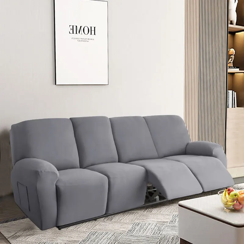 2/3/4 местный однотонный полиэстеровый чехол для кресла с карманом гостиной