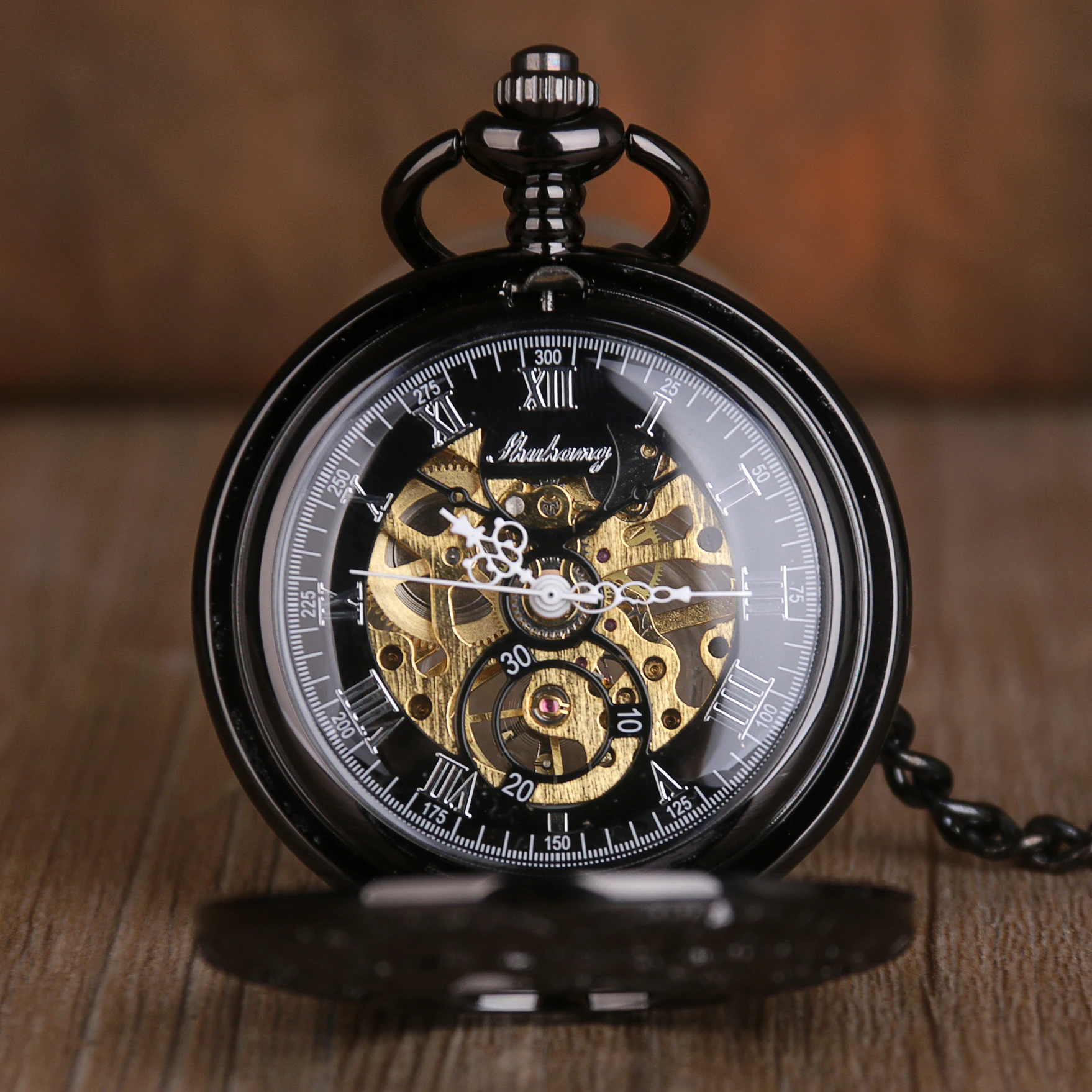 Vintage Flip Mechanical Pocket Watch Roman Numerals Display With Chain Pendant Men's Ladies Popular Gifts