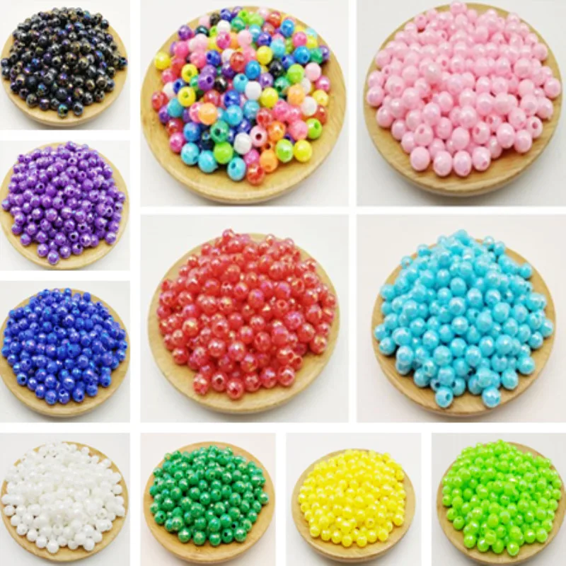 

6mm Acrylic Plated Colorful Beads DIY Necklace Bracelet Jewelry Accessories 100pcs