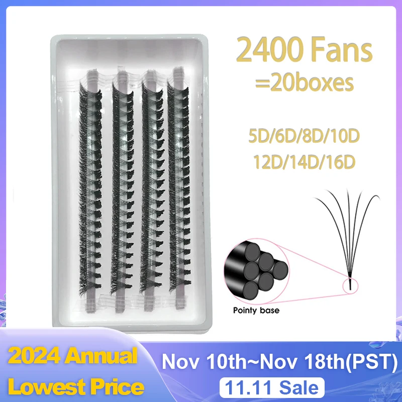 FAIRYTIS 2400 Fans Point Base Готовые веерные ресницы 5D 6D 8D 10D 12D 14D 16D Искусственная норка