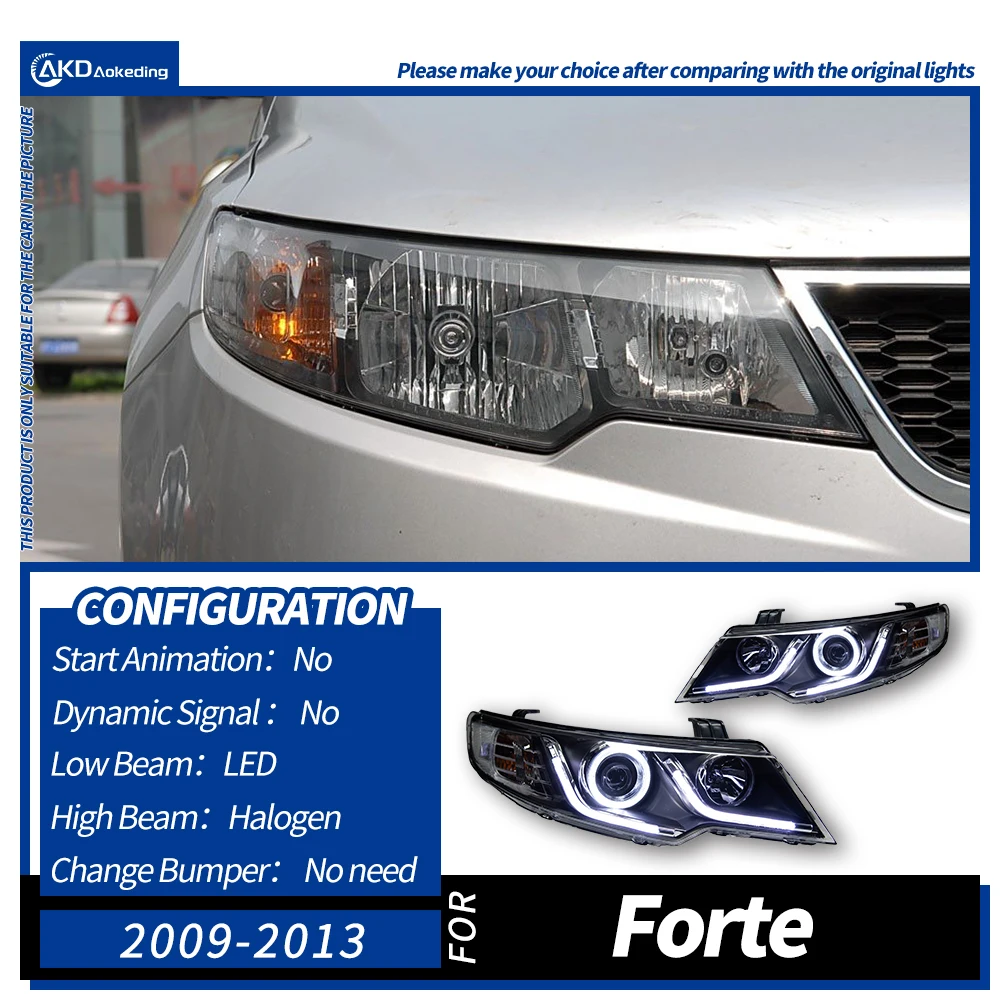 

Автомобильные фары для KIA Forte 2009-2013, фары DRL Hella светодиодный Bi, ксеноновая лампа, противотуманные фары, автомобильный аксессуар, фара