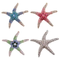 tulx new fashion metal full rhinestone starfish brooch pins female creative corsage animal brooches women jewelry accessories