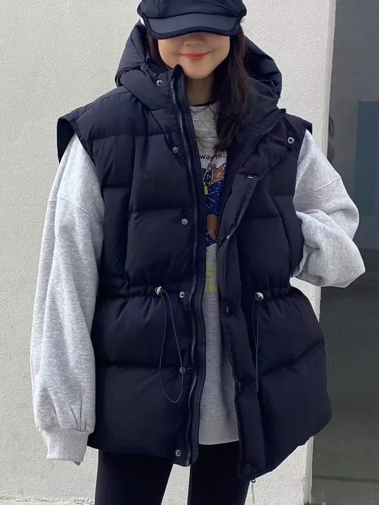 

2022New Winter Autumn Warm Down Vest Women 2022 Loose Thick 90% White Duck Down Gilet Female Puffer Feather Waistcoat Sleeveless