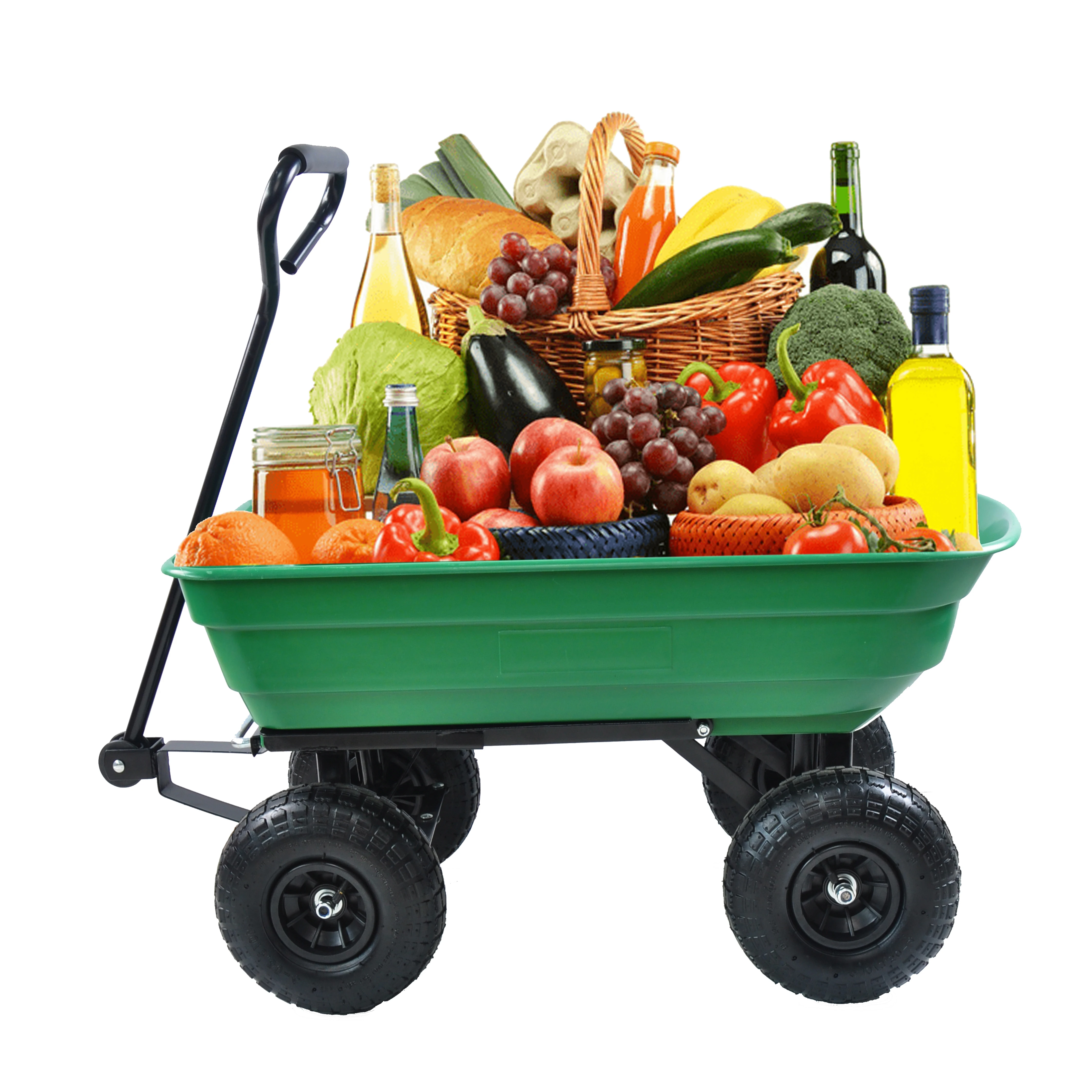 Garden Cart Wagon Heavy Duty Grocery Garden Durable Beach Wheels Outdoor Camping Car Folding Garden Cart  Green