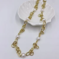 gm2 handmade natural pearl fashion chain necklace is suitable for womens party gifts