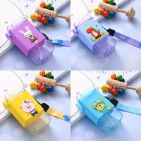 cartoon cup kids feeding cup with straws water bottle with straw creative square cup portable leakproof bottle
