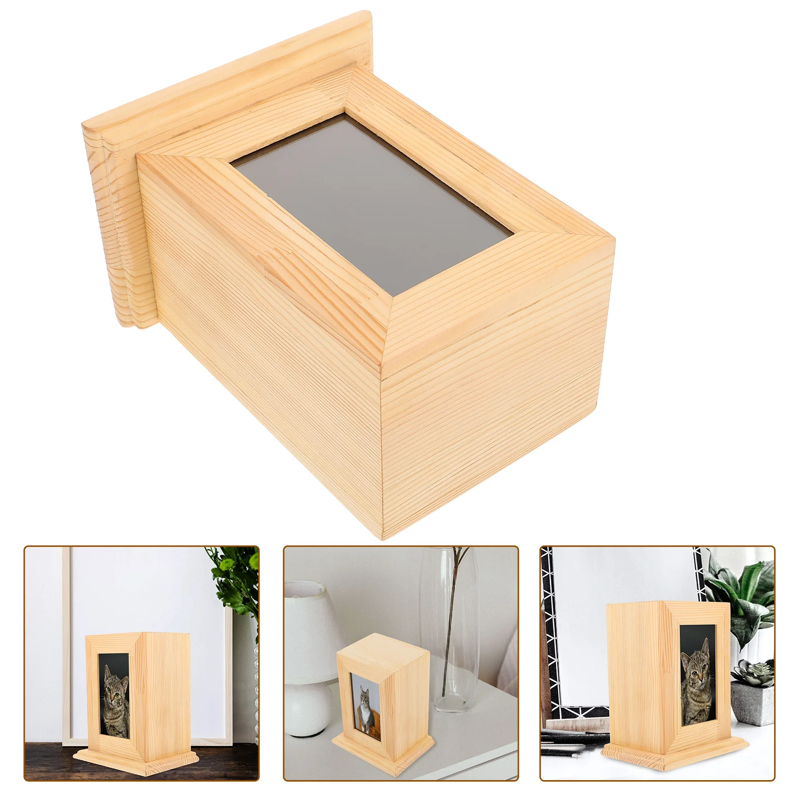 

Pet Urn Cat Coffin Dog Photo Frame Dogs Keepsake Bamboo Made Memorial Supply Pets Handmade