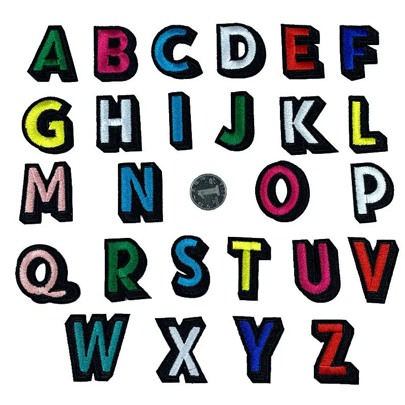 26 English letters cloth sticker colorful letters adhesive backed embroidery creative clothing accessories DIY patch sticker