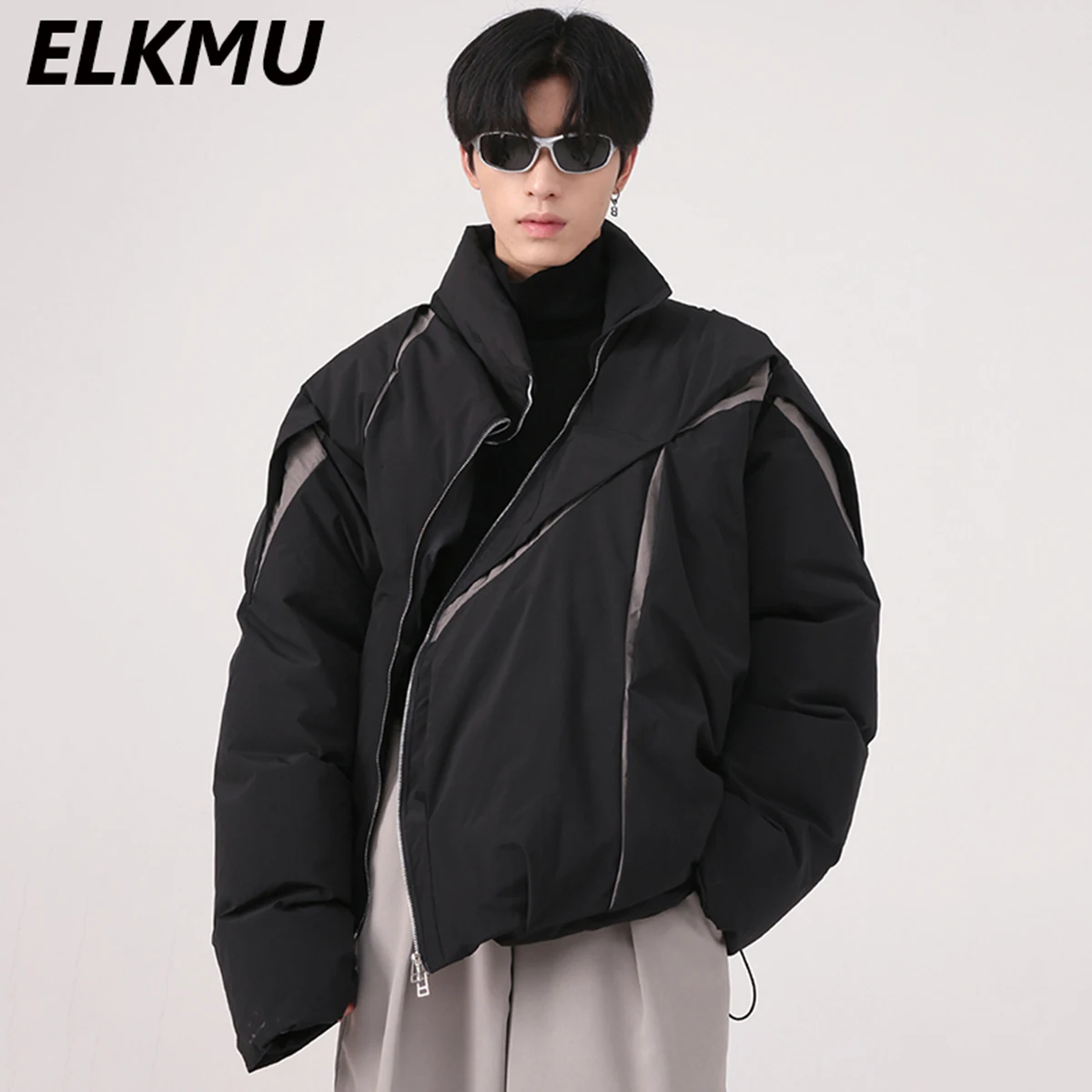 

Мужские зимние парки, модные плотные теплые пальто, пузырьковые куртки, необычные сращивающиеся корейские роскошные мужские пуховики на мо...