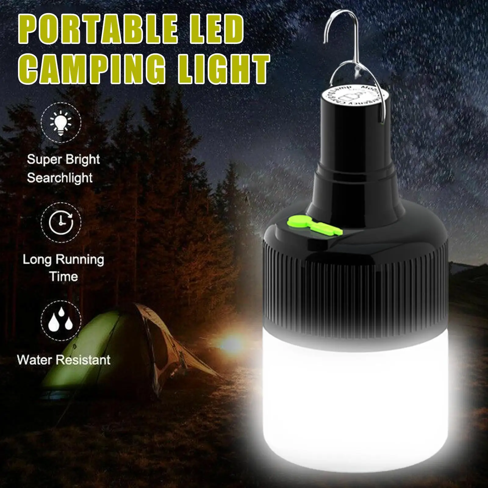 Купи USB Rechargeable Emergency Lights Led Outdoor Bulb Portable Tent Lamp Battery Lantern BBQ Camping Light for Patio Porch Garden за 77 рублей в магазине AliExpress