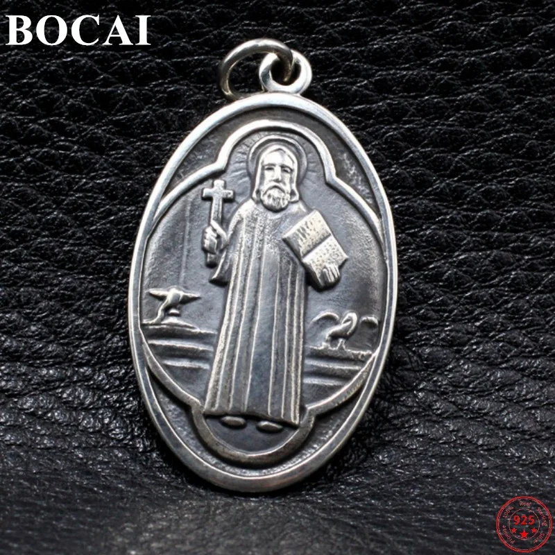 

BOCAI S925 Sterling Silver Pendants for Men Women 2023 New Fashion Holy Book of Exorcism Cross Pure Argentum Amulet Jewelry