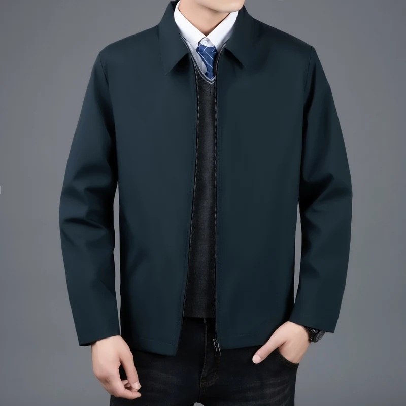 Мужская однотонная куртка-бомбер с воротником-стойкой