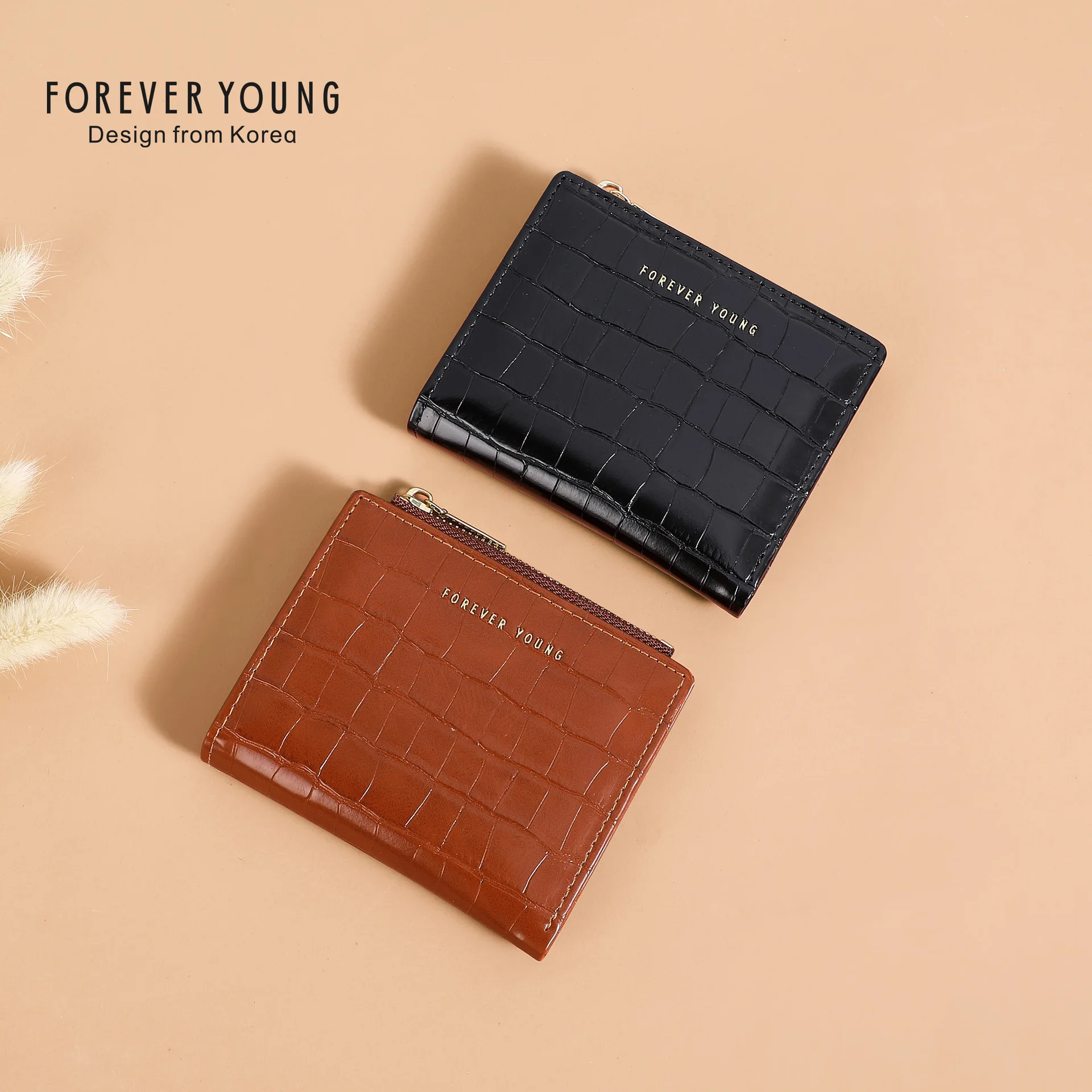 Forever Young Women's Purse Fashion Short Small Purse Simple Ultra-thin Card Bag Ins Wallet