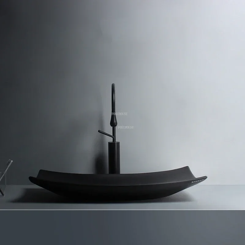 Скандинавская матовая черная раковина для ванной комнаты минималистичные