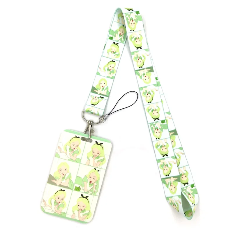 

Disney Alice in Wonderland Lanyard Credit Card ID Holder Bag Student Women Travel Card Cover Badge Car Keychain Decorations