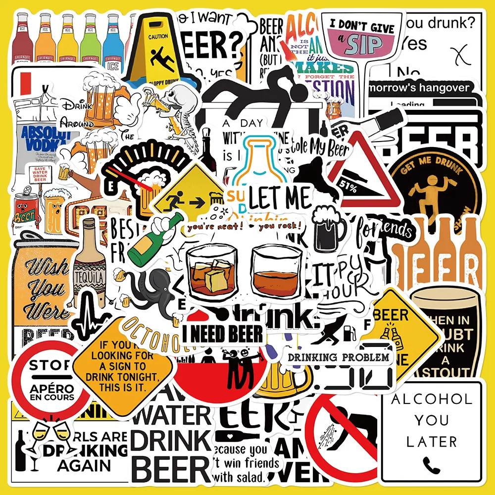 

50 шт., креативные и интересные пивные анимационные стильные наклейки в стиле граффити для шлема, настольные украшения стен, наклейки «сделай сам»